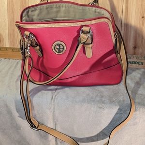 Giani Bernini hot pink/tan cross body bag